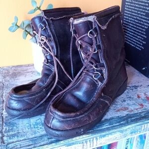 Vintage Bastien Brothers Made In Canada Leather Apres Ski Boots